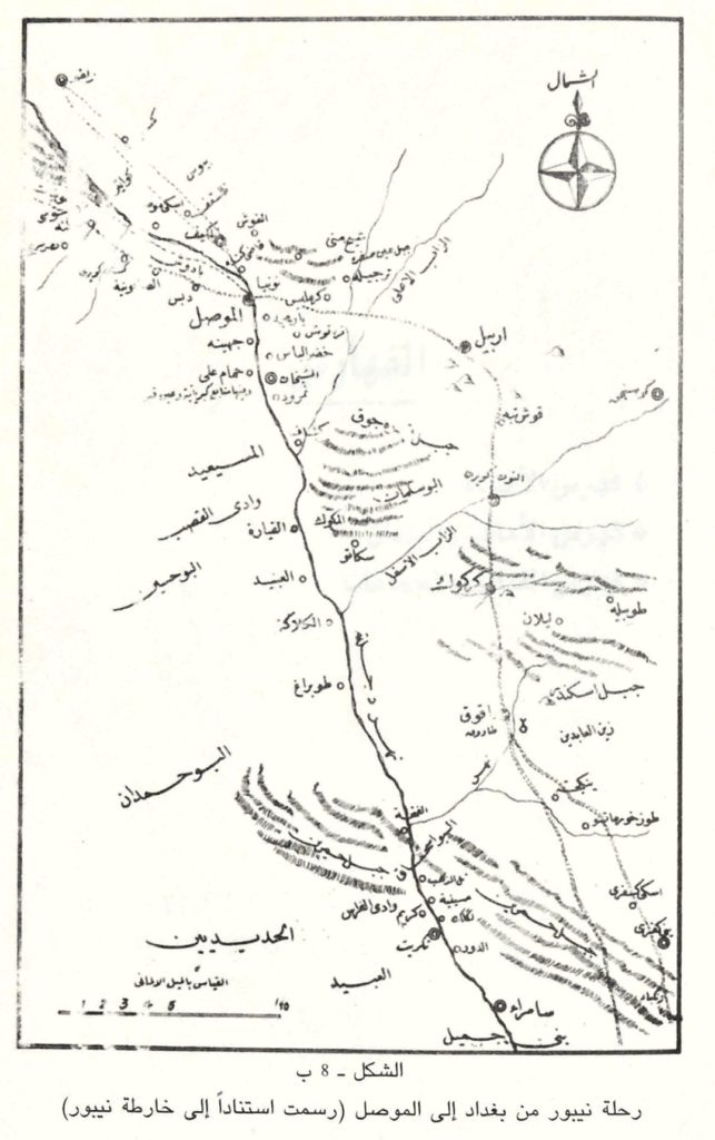 خارطة شمال العراق كما رسمها نيبور 1765